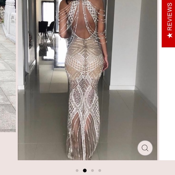 PORTIA & SCARLETT Crystal Nude Gown. Style Number 1962 Size 2 - Picture 7 of 8